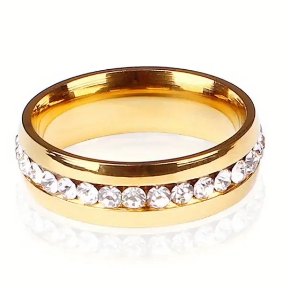 Unisex Band Rhinestone Ring Made Of Stainless Steel (Various Sizes) - Picture 6 of 13
